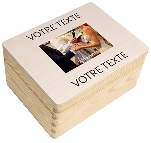 Creative Deco Personalisierte Geschenke Wunschtext + Foto | Fotogeschenke | Holzkiste | Dein Eigenes Bild Individuelles Geschenk | Geschenkkiste Geschenkbox für Frauen, Männer, Paar | 19,5 x 15 x 10 cm