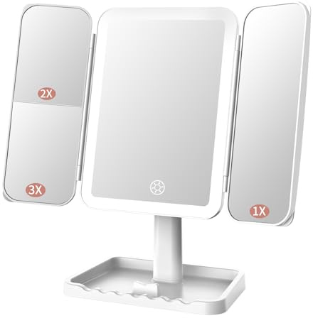 FASCINATE Rechargeable Trifold Makeup Vanity Mirror with Lights