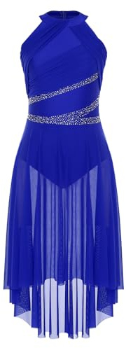 ranrann Dam Asymmetrisk klassisk dansklänning latinsk dansklänning samtida dansklänning gymnastik danskläder S-XXL, b blå, S