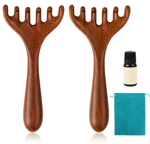 Magischer Massagekamm mit sechs Krallen, Meridian Kamm mit Langem Griff, Kopfhaut Massagegerät, Gua Sha Kamm, Kopfhaut Massagekamm Holzkamm für Kopfhaut, Kopf, Nacken, Gesicht (2)
