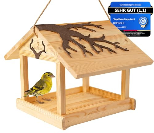 Großes Vogelhaus zum Aufhängen [Rain-Safe Bodenplatte] Vogelfutterhaus XXL