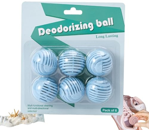 6PCS Shoe Deodorizer Balls,Shoe Air Freshener,Shoe Odor Eliminator & Freshener,Long-Lasting Ocean Scent,Smelly Feet Treatment & Shoe Smell Remover for Sneakers,Boots,Reusable Shoe Freshener Balls