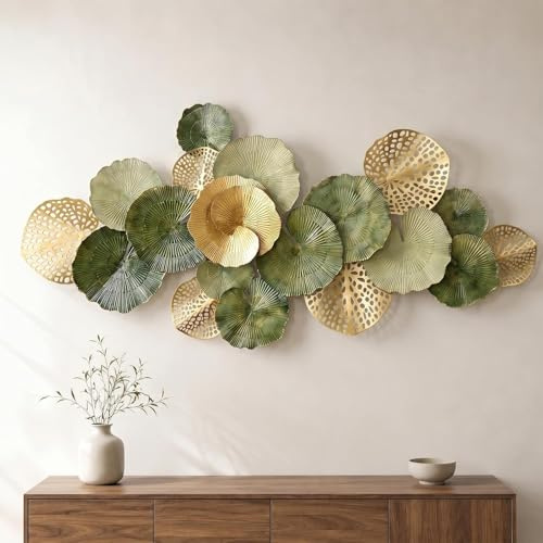 Blissio Grande Decorazioni Parete, Design di Foglie di Loto 3D Decorazioni di Metallo Parete, Decorazioni Parete Metallo, Perfetto Decorazioni Casa, per Soggiorno, Camera da Letto