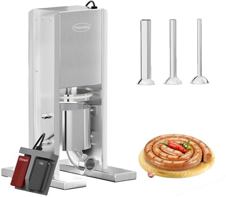 SULQING Picadora De Carne Eléctrica De 3 litros︱Embutidor Profesional︱Embutidora Vertical De Mesa︱Fabricada En Acero Inoxidable︱con 3 Tubos De Relleno 13mm/19mm/32mm︱para Restaurante Cocina