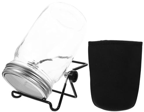 WRITWAA Anzuchtset für Samen mit Weithals Keimglas 32oz Edelstahl Siebdeckel Platzsparendem Ständer und Schattierungsbeutel Keimglas Satz für Sojasprossen und Bohnensprossen