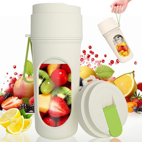 SKJJM Batidora de Vaso Portatil,450 ML Mini Licuadora para Viajar Batidora,con Cuchilla de Acero Inoxidable de 12 Puntas,USB Mini Licuadora de Jugo Portátil Vaso Batidoras para Batidos Zumos Smoothies