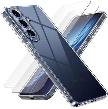PIXFAB Clear Case for Samsung Galaxy A57, with [2 x Screen Protector Glass] [Ultra Slim] Scratch Resistant TPU Gel Rubber Soft Skin Silicone, Protective Phone Clear Case Cover for Samsung A57 (5G)