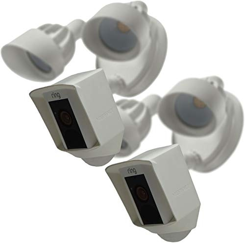 Silicone Skin Case Cover Compatible with Ring Floodlight Cam Wired Plus, Floodlight Camera - Sun Glare, UV & Weather Protection Skins Cover (2 Pack, White)
