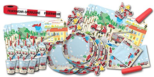 Kindergeburtstag Feuerwehr Partygeschirr & Tischdeko Set