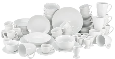CreaTable, 22700, série LUNA blanc, service de table, service combiné 80 pièces