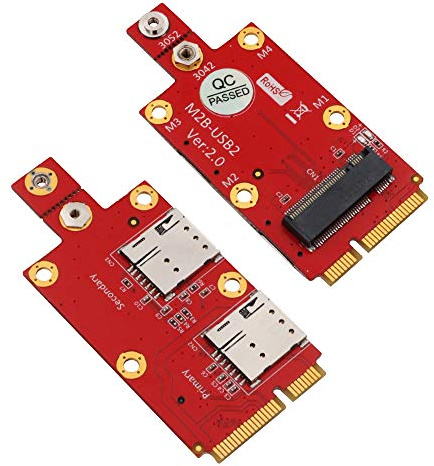 HLT M.2 (NGFF) Adattatore da chiave B a mini PCI-E con slot per scheda SIM Dual NANO per modulo 3G/4G/5G