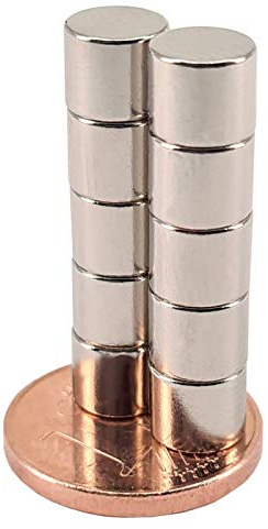 Neodym Magnet N52 Scheibe - Starke Magnetscheibe 6mm Durchmesser - 6x5mm 1,36 KG Starke Neodym Magnete Runde Scheiben Pinnwand Whiteboard Magnettafel [10 Stück]