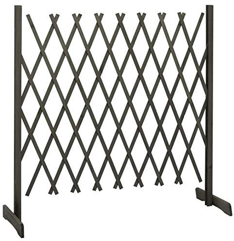 Rankzaun, Gartenzaun aus Massivholz Tanne, 180x100 cm, erweiterbar, graue Lasierung, für Kletterpflanzen und Gartengestaltung