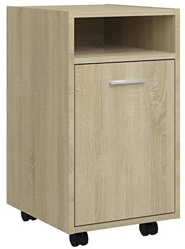 vidaXL Beistellschrank mit Rollen Rollcontainer Bürocontainer Büroschrank Standschrank Schreibtischcontainer Sonoma-Eiche 33x38x60cm Holzwerkstoff