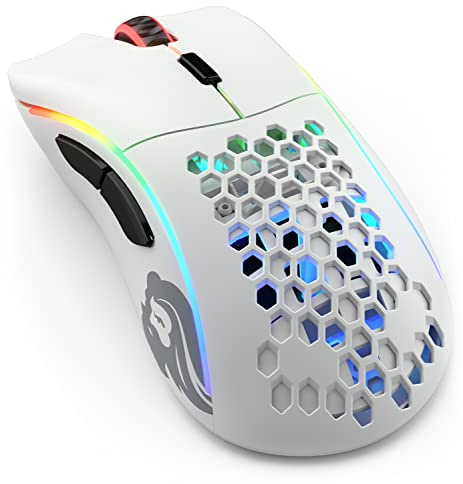 GLORIOUS Model D Wireless Gaming Mouse - 69g Superlight, Lag Free 2.4Ghz Wireless, Up to 71 Hour Battery, RGB, BAMF Sensor, Ergonomic, 6 Buttons - Matte White