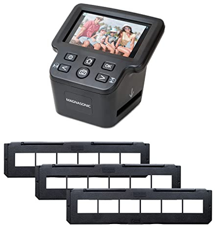Magnasonic Scanner di film da 24 MP all-in-one con ampio schermo da 5 pollici e HDMI, vassoio lungo 35 mm, supporto per pellicola negativo da 35 mm, converte 35 mm/126/110/Super 8 film e 135/126/110
