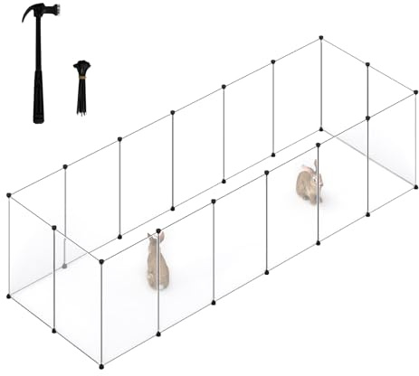 EUGAD Utomhushage för kaniner och marsvin – bh 302 x 72 x 102 cm, utbyggbar plastpip