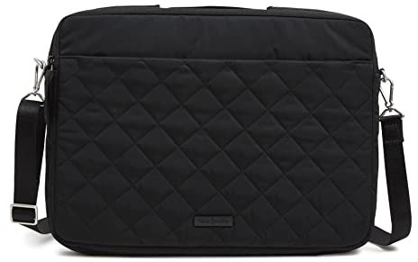 Vera Bradley Station de travail en bandoulière pour ordinateur portable en sergé, noir, Taille unique