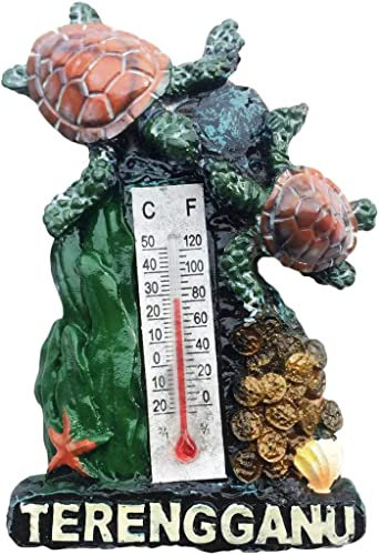 Terengganu Malaysia Turtle Thermometer Terengganu Magnet Fridge Refrigerator Magnet Decoration Sticker Souvenir Resin Crafts Kitchen Whiteboard