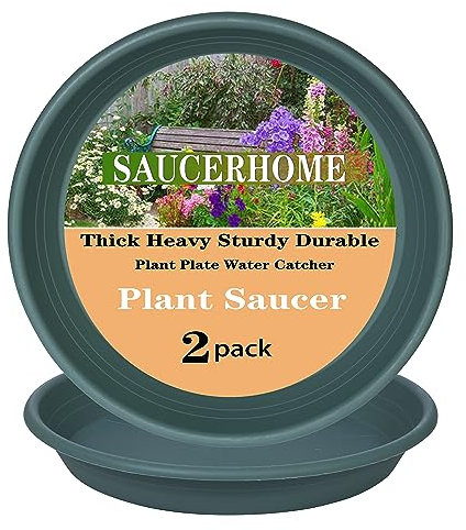 SAUCERHOME 2er-Pack Blumentopf-Untersetzer, 15,2 cm, 20,3 cm, 25,4 cm, 30,2 cm, 35,6 cm, 40,6 cm, 48,3 cm, 50,8 cm, Kunststoff, Innen- und Außenbereich, robuster Wasserauffangbehälter, (35,6 cm, Grün)