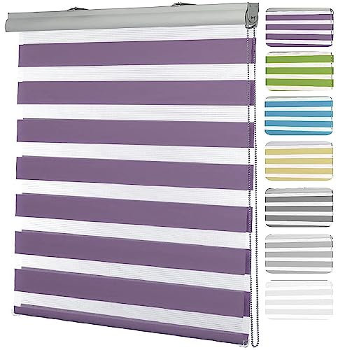 Tür Fenster Rollo Jalousette 30 x 320 cm Sichtschutz, Lichtschutz, Blendschutz Day + Night Plissee Falt-Rollo Inkl. Aller Montage-Teile für Schlafzimmer, Wohnzimmer, Lila