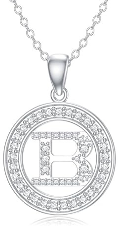 Molioaki Damen Silber 925 Buchstaben Halskette 45+5 CM Länge Zircon Buchstabe Alphabet Choker Kette Schmuck Geschenk für Frauen