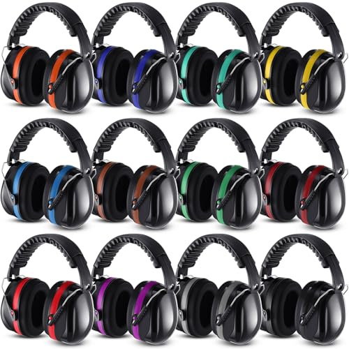Copkim 12 Pcs Kid Ear Muffs for Noise Reduction Bulk Ear Protection Reduction Headphone 32dB NRR Noise Cancelling Adjustable Safety Hearing for Baby Child Toddler Back to School