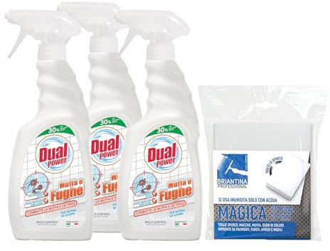 Set Pulizia: D.Power Anti Muffa e Fughe, Combatte la Muffa con Ossigeno Attivo, per Interni ed Esterni, 500ml + 1 Confezione Gomma Magica (3 Spray + 1 CF Gomma Magica)