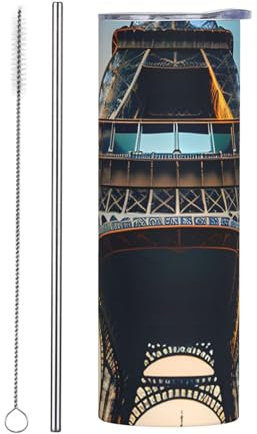 MDATT Paris Eiffelturm Bild Tumbler mit Deckel und Strohhalm, doppelwandige Isolierung, wiederverwendbare Kaffeetassen halten Getränke heiß und kalt