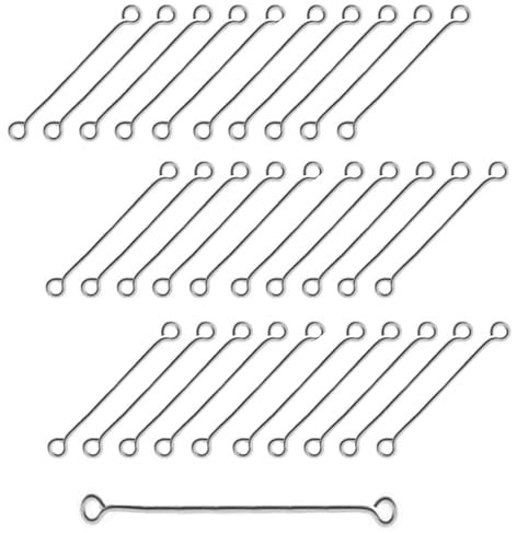 My-Bead 40 Stück Ösenstifte 50mm 925 Sterling Silber mit zwei Ösen Kettelstifte Eye Pins Juweliers- Qualität DIY
