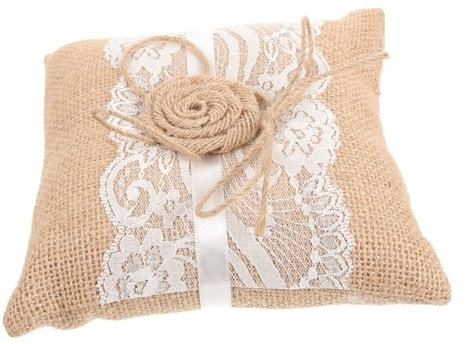 Ciieeo 3stücke Bridal Bearer Pillow Leinen Mit Blumenverzierung Und Spitzenrand Hochzeitsdekoration Für Trauringe Leicht Und Tragbar Für Brautpaare