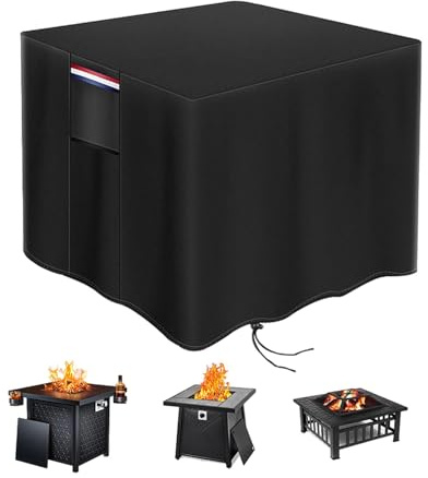 Fire Pit, 30x30x25in Square Firepit For GasFire Table Waterproof Patio Furniture Covers 420D Square Garden Furniture Covers Waterproof Anti-UV Outdoor Garden Table Rectangular