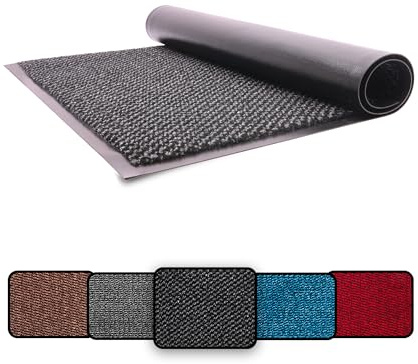 LOIBUYZ Washable Door Mats Indoor & Outdoor - Non-Slippery Heavy Duty - Barrier Mat Stylish & Large Rubber - Perfect Dust Grabbing Doormats Front Door Hall Kitchen (Anthracite, 60cm x 90cm)