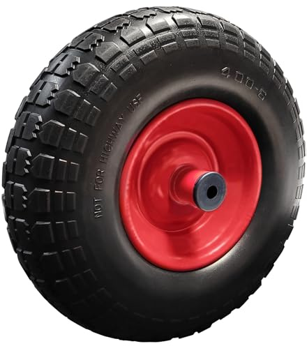 13 Inch Solid Puncture Proof Tyre 4.00-6 PU Foam Filled Wheel for Sack Truck Hand Cart Trolley 13x4 Metal Centre Wheelbarrow Wheel 1/2 Inch Bore