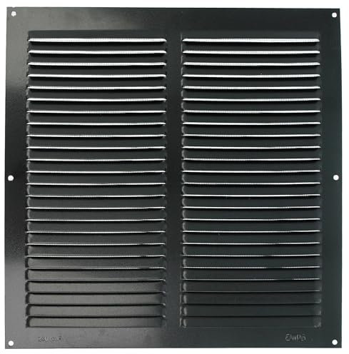 Amig - Griglia Quadrata in Alluminio con Zanzariera | Griglie di Ventilazione per Uscita d'Aria | Ideale per Soffitto di Cucina e Bagno | Dimensioni 250 x 250 mm | Colore Nero