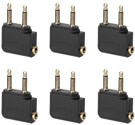 HENGBIRD 6 stycken flygplan adapter hörlurar, dubbel 3,5 mm kontakt till uttag hörlursadapter guldpläterad