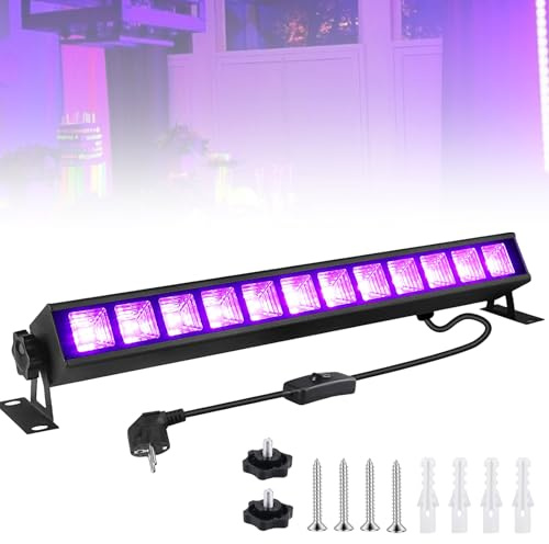 Tira de luz negra LED de 36 W, lámpara de luz negra UV, 395 nm, lámpara de luz negra con enchufe, lámpara de luz negra con enchufe, foco de luz negra con 40 ledes, tubo de luz UV con interruptor para