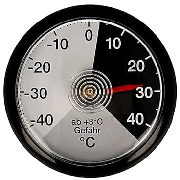 Lantelme Autothermometer Selbstklebend für Innen | Thermometer Kabellos zum Messen der Temperatur von +/- 40°C | Bimetall Rund Farbe Schwarz | für LKW Wohnwagen Wohnmobil PKW KFZ Anhänger
