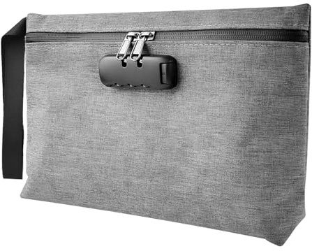 29,5 × 19,5 Geruchsdichte Tasche, mit Passwort, Wasserdicht Geldtaschen Banktasche, Geruchsisolierende Aufbewahrungstasche, für die Aufbewahrung von Zubehör und zur Aufbewahrung (grau)
