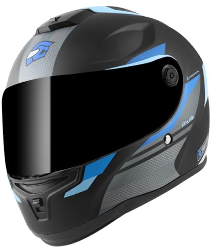 FC-Moto FF114B Zeron Helm, schwarz matt/hellblau, XS