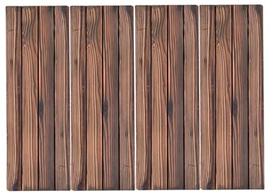 Suelo Terraza Encajable, Baldosa Madera de Pino Jardin Suelo Terraza Exterior con Sistemas de Drenaje Antideslizante Resistente al Desgaste Fácil Instalación Carbonizado Oilfree 4pcs