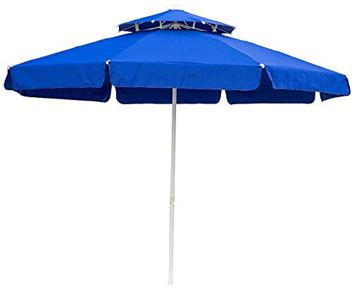HUIBBGO Sombrilla de Playa de 3 Metros, Redonda, de Doble Techo, para jardín, Patio, con protección UV, Resistente al Viento y Borde Vertical, Ideal para protegerse del Sol.