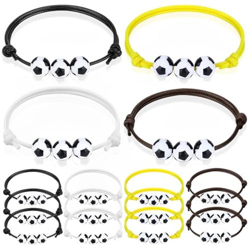 GGUFAY 12 Pulseras de fútbol Trenzada, Ajustables Pulseras de Fútbol para Niños, Pulsera Tejida a Mano Atléticas Bracelet, Favores de Fiestas Deportivas, para Niños Niñas Fiesta de Cumpleaños