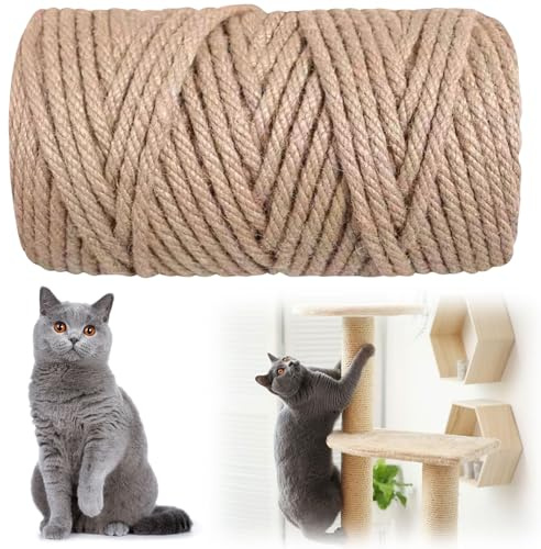 Sisalseil für Kratzbaum, 9MM X 30M Natur Sisalseil, Sisal Katzenbaum Schnur inkl. 3 Katzenspielzeug, Kratzsaule Sisal Seil für Katzen, Kratzbaum, Kratzseil, Haushalt, DIY, Garten, Dekoration