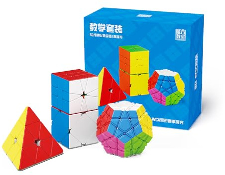 MoYu MFJS WCA pedagogiskt set för icke-kubiskt (Pyraminx/Skewb/Megaminx/Square-1) - magisk pusselpresentförpackning utan klistermärken (Non-Cubes MFJS WCA)
