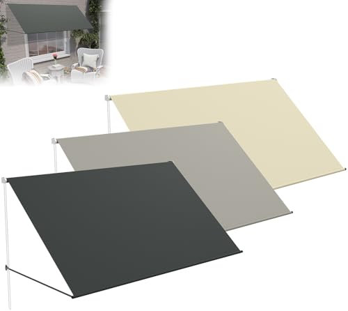 XINZI toldo de pared resistente a la intemperie, toldo retráctil de poliéster con marco de aluminio, para terraza y balcón, 150 x 143 cm, sombra para ventana