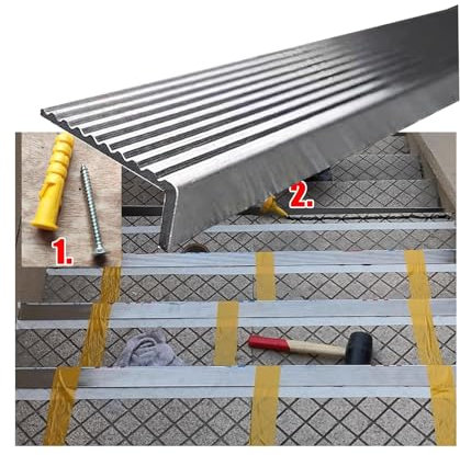 Aluminum Stair Edge Trim Stair Nosing Stair Edge Protector Outdoor For Step Edge Protector, Stair Edging, Transition Strip, Metal Corner Trim(W 10CM(4IN),L 160cm(63 in))