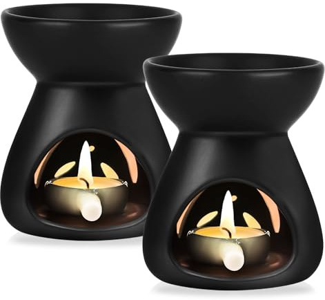2pcs Bruciatore Candela in Ceramica, Bruciatori ad olio essenziale, Bruciatore a olio con cucchiaio a candela, lampada profumata, diffusore di aromi, lampada aromatica per camera, ufficio, casa
