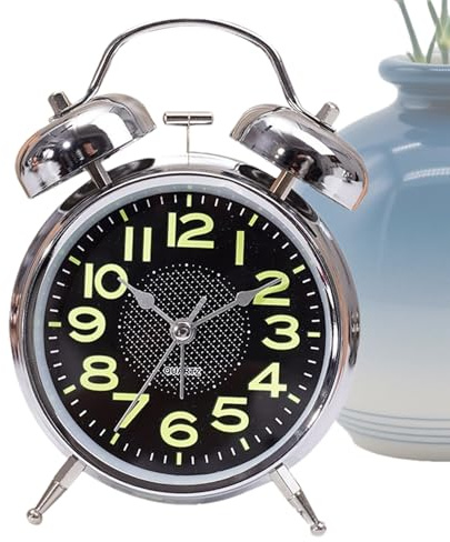 Tick Alarm Clock - Retro Analog Alarm Clock, Hand Crank Compact and Portable Design | Loud Bell for Heavy Sleepers, Classic Bedside with Silent Sweep Movement, Easy to Read Face