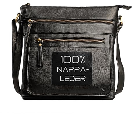 Lavalen Leder Umhängetasche Damen Mittelgroß - Ledertasche Handgefertigt - Damen Tasche Mehreren Fächern - Crossbody Bag - Mehrere Reißverschlüsse -Hochwertige Handtaschen & Handbags for Women.